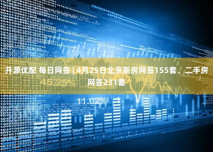 开源优配 每日网签 | 4月25日北京新房网签155套、二手房网签231套